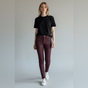 Krista Ankle super skinny Burgundy waxy Skinny Jeans